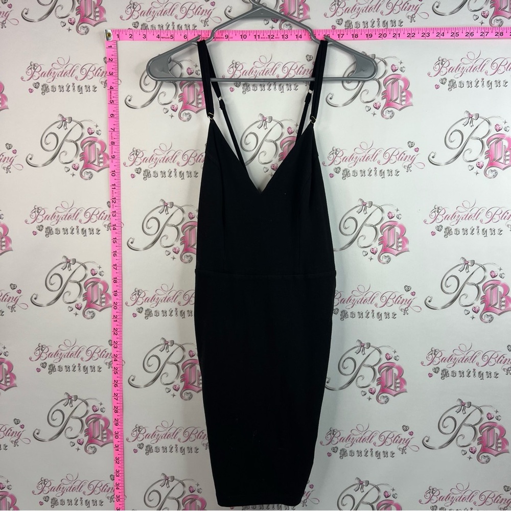 Guess Black Midi Bodycon Dress with Adjustable Straps